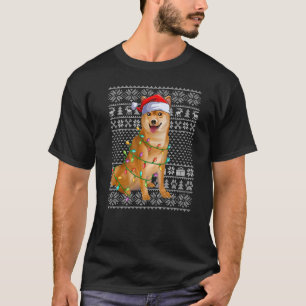 Uge Sweater Style Xmas lights Santa Shiba Inu Dog T-shirt