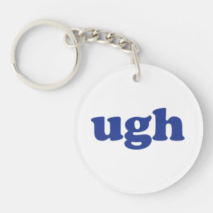 "Ugh" blauwe letters witte acryl Sleutelhanger