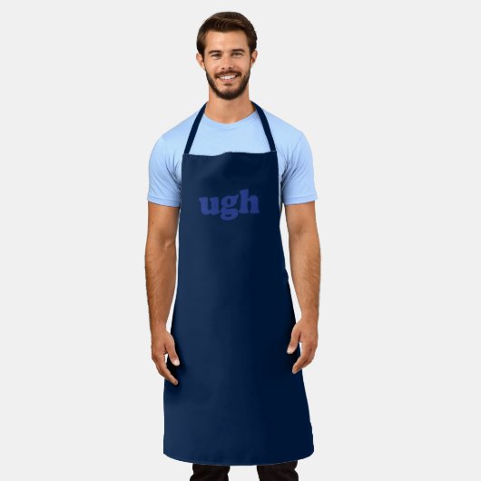 Ugh marineblauw moderne typografie effen kleur gra schort (Gedragen)