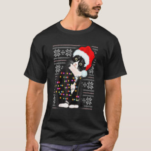 Ugige kerstkat Santa Hat Lights Holiday Cute X T-shirt