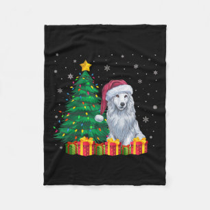 Ugly Akbash Santa Hat Christmas Lights Hondenliefh Fleece Deken