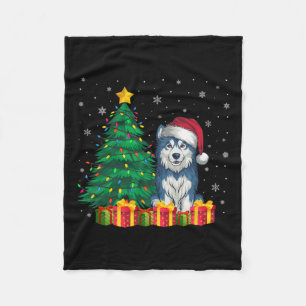 Ugly Alaskan Malamute Santa Hat Christmas Lights D Fleece Deken