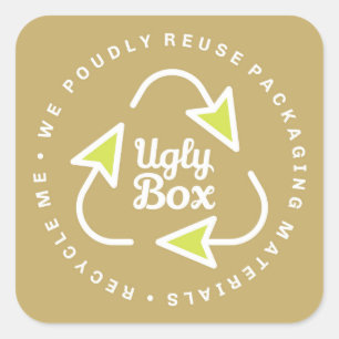 Ugly Box Recycled Packaging Sticker Brown & Limoen