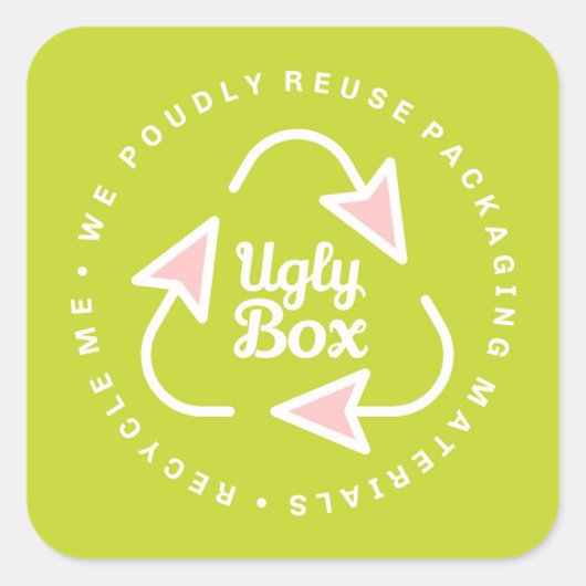 Ugly Box Recycled Packaging Sticker Limoen & Roze (Voorkant)
