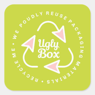 Ugly Box Recycled Packaging Sticker Limoen & Roze