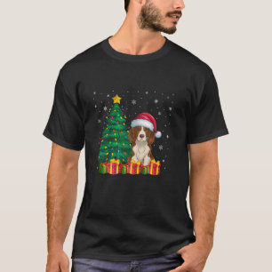 Ugly Brittany Spaniel Santa Hat Christmas Lights D T-shirt