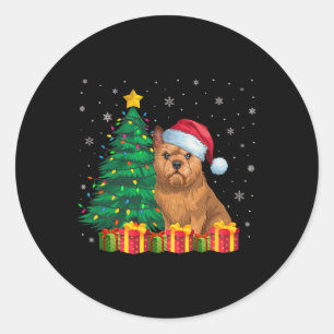 Ugly Brussels Griffon Santa Hat Kerstverlichting D Ronde Sticker
