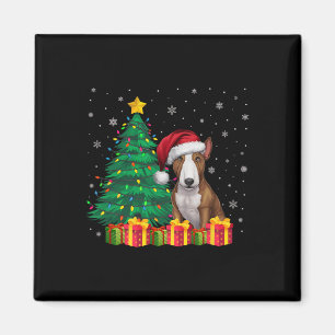 Ugly Bull Terrier Kerstmuts Kerstverlichting Hond Magneet