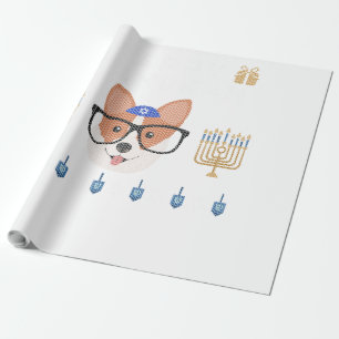 Ugly Chanukah Hanukkah Jewish Puppy Dog Corgi Swea Cadeaupapier