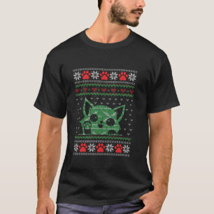 Ugly Christmas Cat Lover Fun Holiday Kat Owner D T-shirt