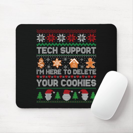 Ugly Christmas Funny Tech Suprt Here To Delete Coo Muismat (Met muis)