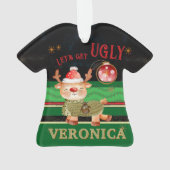 Ugly Christmas Sweater Contest Deer Ornament (achterkant)