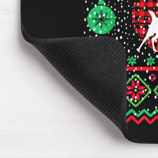 Ugly Christmas Sweater Design Plaid Reindeer Muismat (Hoek)