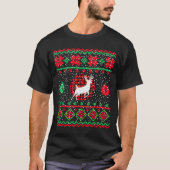 Ugly Christmas Sweater Design Plaid Reindeer  T-shirt (Voorkant)