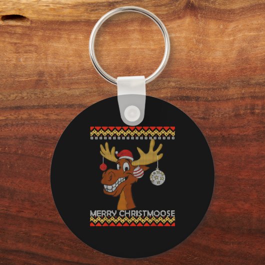 Ugly Christmas Sweater I Merry Christmoose Funny M Sleutelhanger (Voorkant)