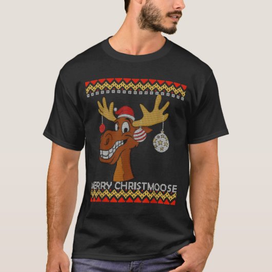 Ugly Christmas Sweater I Merry Christmoose Funny M T-shirt (Voorkant)