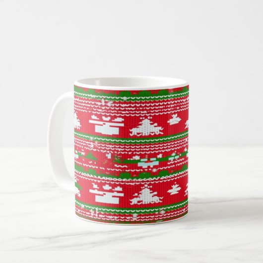 Ugly Christmas Sweater Pattern Mok (Voorkant links)