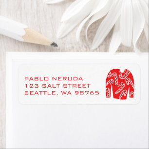 Ugly Christmas Sweater Xmas CUSTOM Mailing Address Etiket