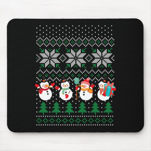 Ugly Christmas Xmas Tree Snowman Santa Claus New Y Muismat (Voorkant)