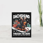 Ugly Dachshund Christmasthrough The Snow Gift Chri Kaart (Voorkant)