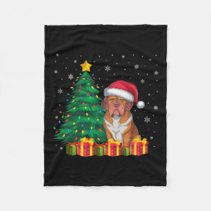 Ugly Dogue De Bordeaux Santa Hat Kerstverlichting Fleece Deken
