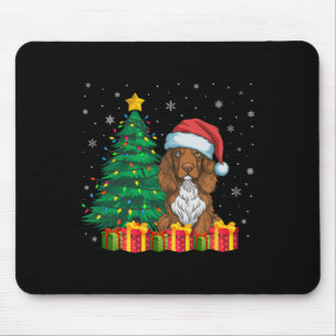 Ugly Field Spaniel Santa Hat Kerstverlichting Hond Muismat