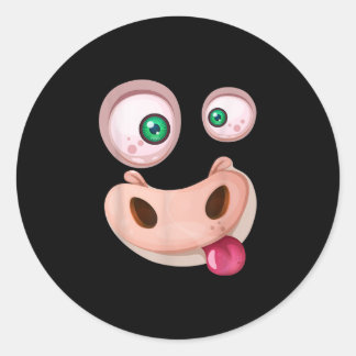 Ugly Funny Monster Koe Face Halloween Gift Ronde Sticker