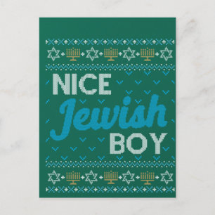 Ugly Hanukkah Nice Jewish Boy Matching Briefkaart