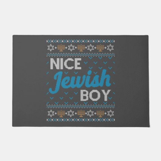 Ugly Hanukkah Nice Jewish Boy Matching Deurmat (Voorkant)