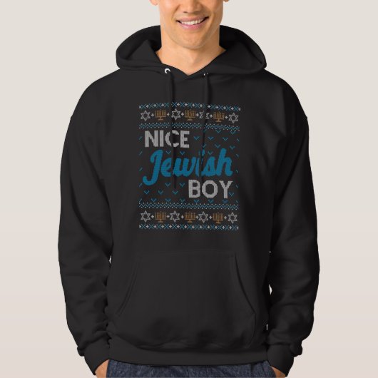 Ugly Hanukkah Nice Jewish Boy Matching Hoodie (Voorkant)