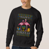 Ugly Hanukkah Sweater  Flamingo Menorah Dreidel (Voorkant)