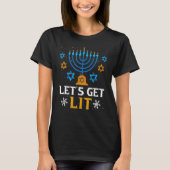 Ugly Hanukkah Sweater Lets Get Lit Menorah T-shirt (Voorkant)