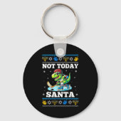 Ugly Hanukkah Sweater Not Today Santa Dinosaur Hoc Sleutelhanger (Voorkant)