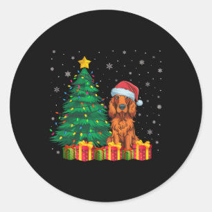Ugly Irish Setter Santa Hat Kerstverlichting Hond Ronde Sticker