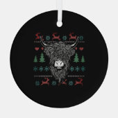 Ugly kerst Highland Koe Glas Ornament (Achterkant)