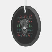 Ugly kerst Highland Koe Glas Ornament (Voorkant links)