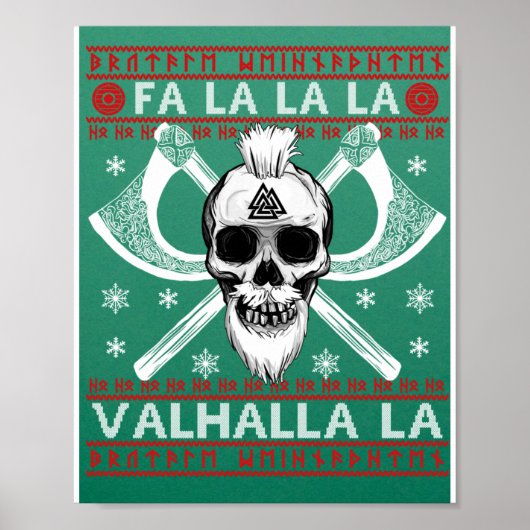 Ugly kerstdesign Fa-La-La Valhalla Viking Val Poster (Voorkant)