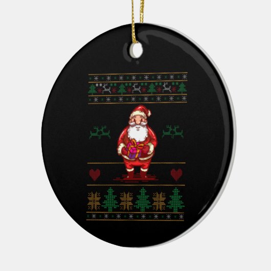 Ugly Kerstkerstkerstman Keramisch Ornament (Links)
