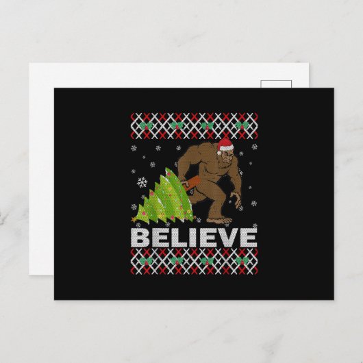 UGLY Kerstmis Believe Bigfoot Sasquatch Tree voor Briefkaart (Voorkant / Achterkant)