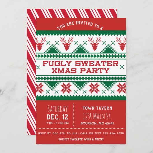 Ugly Kerstparty Uitnodiging (Voorkant / Achterkant)