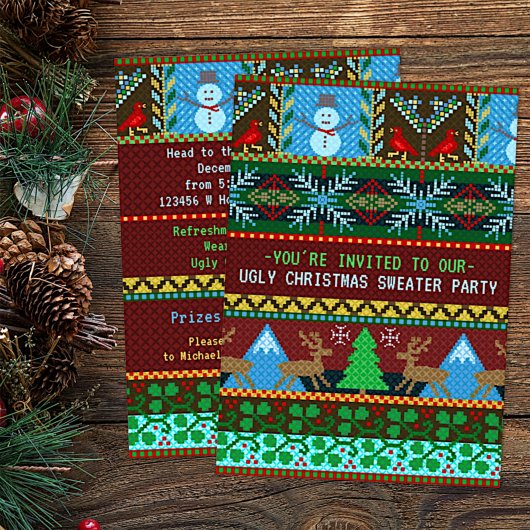 Ugly KerstSweater Party Fun Knet Reindeer Kaart