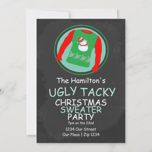 Ugly KerstSweater Party Kaart (Voorkant)