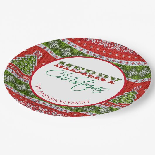 Ugly KerstSweater Party | Rood en groen Papieren Bordje (Gekanteld)
