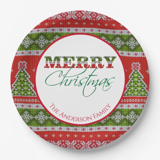 Ugly KerstSweater Party | Rood en groen Papieren Bordje (Voorkant)