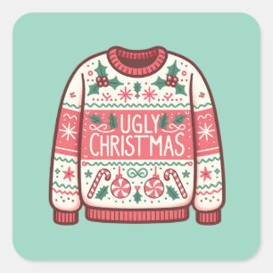 Ugly KerstSweater Party Vierkante Sticker