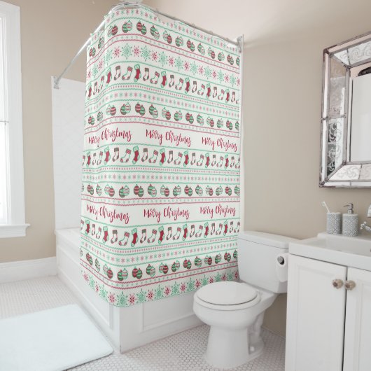 Ugly KerstSweater Pattern Holiday Douchegordijn (In situ)