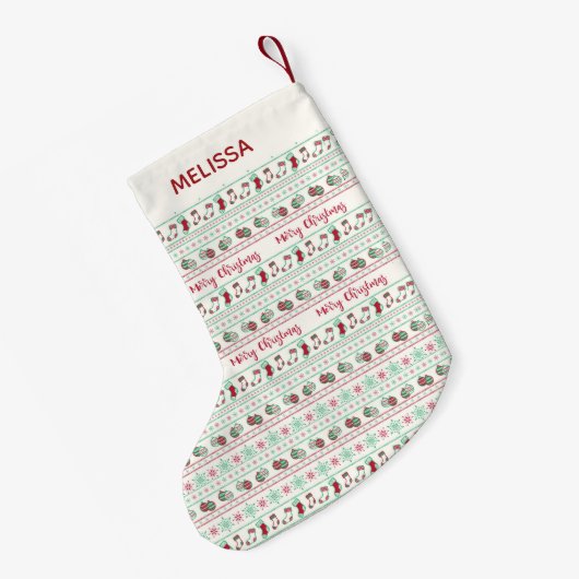 Ugly KerstSweater Pattern Holiday Kleine Kerstsok (Achterkant (Hangend))