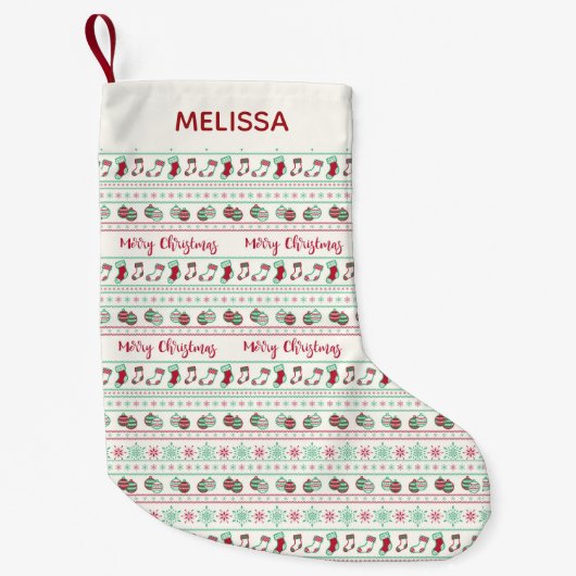 Ugly KerstSweater Pattern Holiday Kleine Kerstsok (Voorkant)