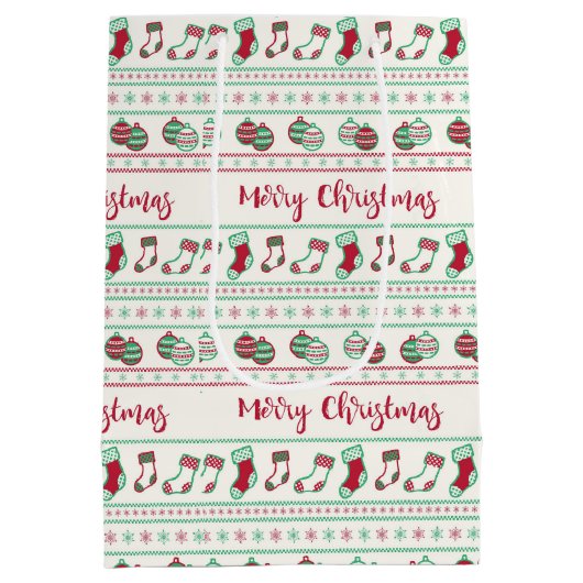 Ugly KerstSweater Pattern Holiday Medium Cadeauzakje (Achterkant)