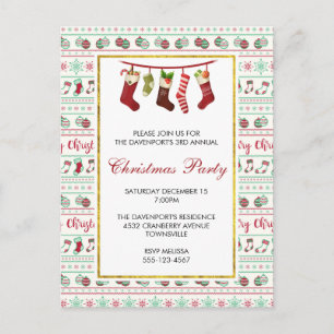 Ugly KerstSweater Pattern Party Invite Briefkaart